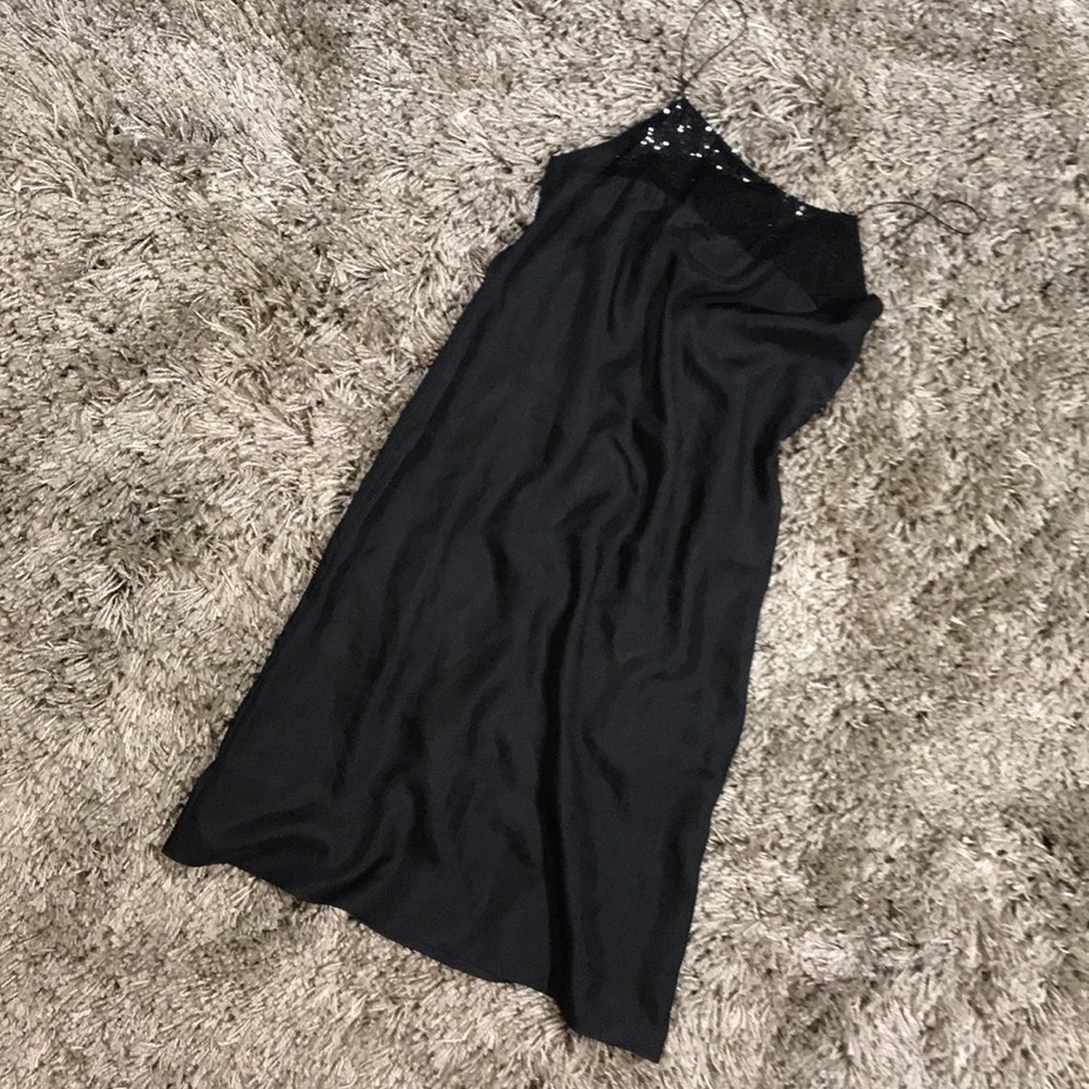 Derek Lam black silk slip dress with sequins